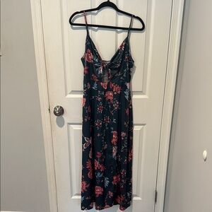 Pink and Green Tiered Midi Sundress